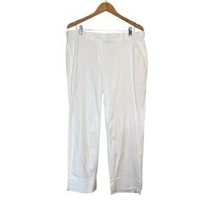 J. Jill Women's Linen Stretch Cropped Pull On Pants Size XL White Office Career